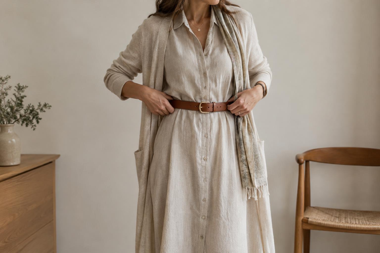 Wearing a Belt Over a Dress or Long Layer: Placement and Proportion