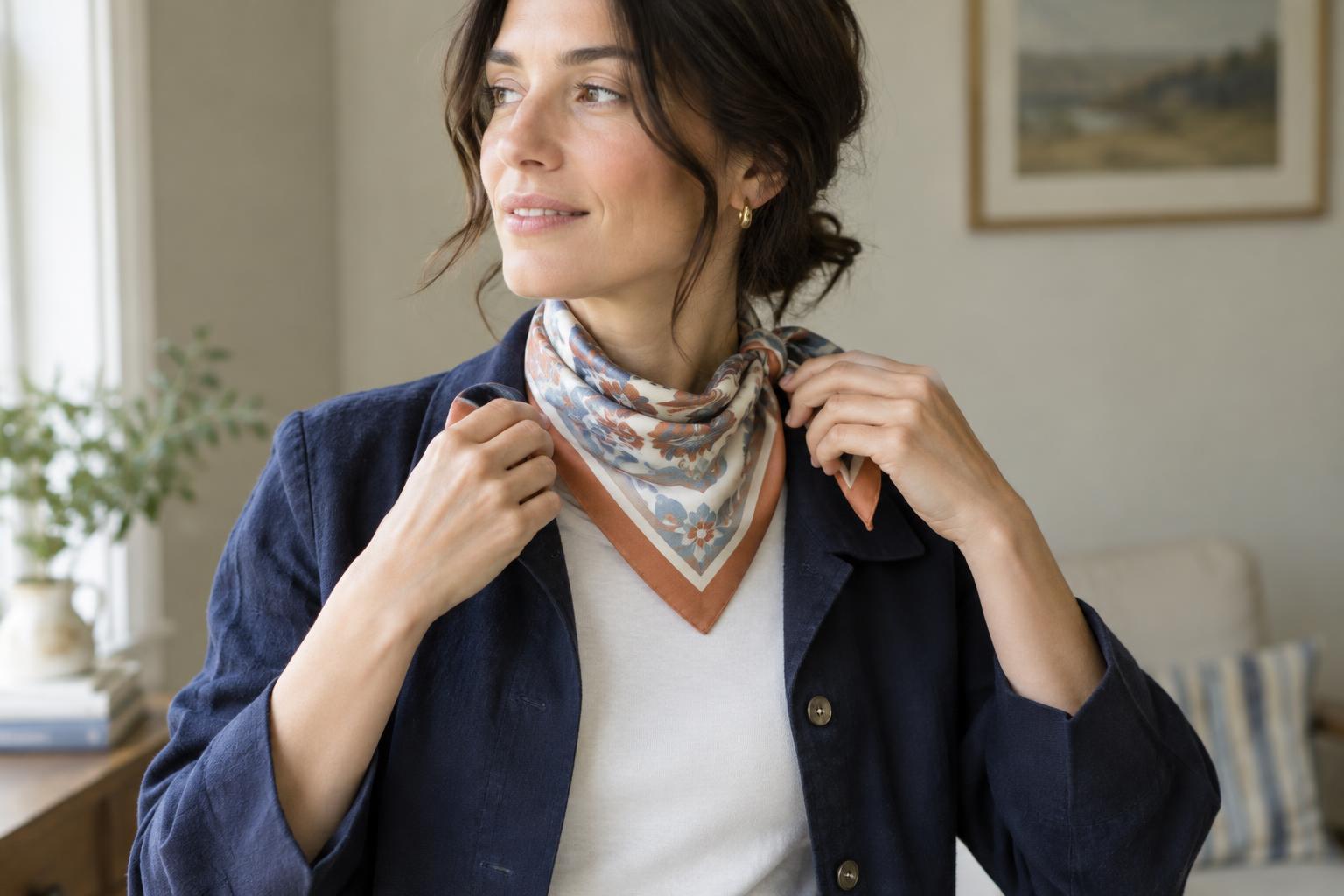How to Fold and Wear a Square Scarf at the Neck