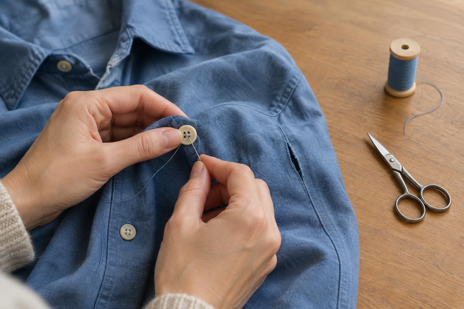 How to Sew on a Loose Button and Repair a Small Seam Split